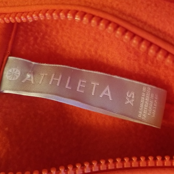 Athleta Zion Microfleece Long Sleeve Orange Bomber Jacket Size Extra Small - Picture 6 of 13